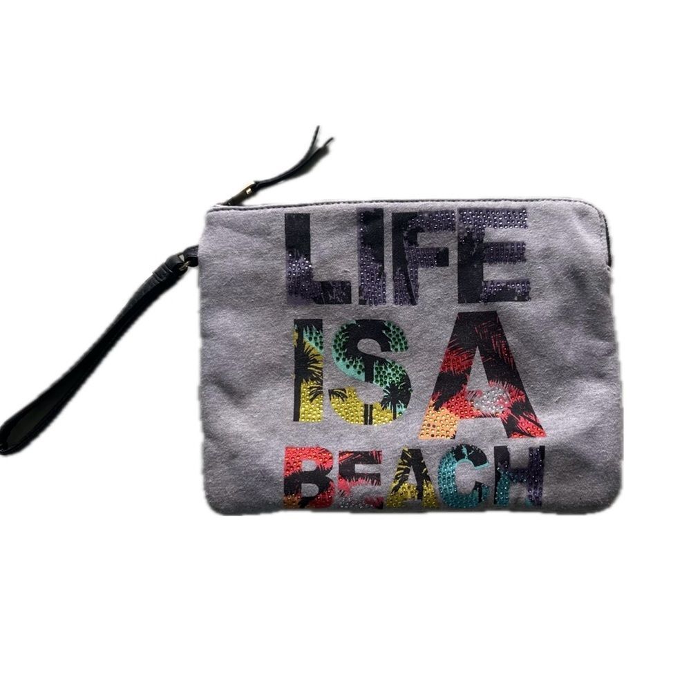 Juicy Couture Authentic Life Is A Beach Jersey Summer Plastic Lined Bikini Bag